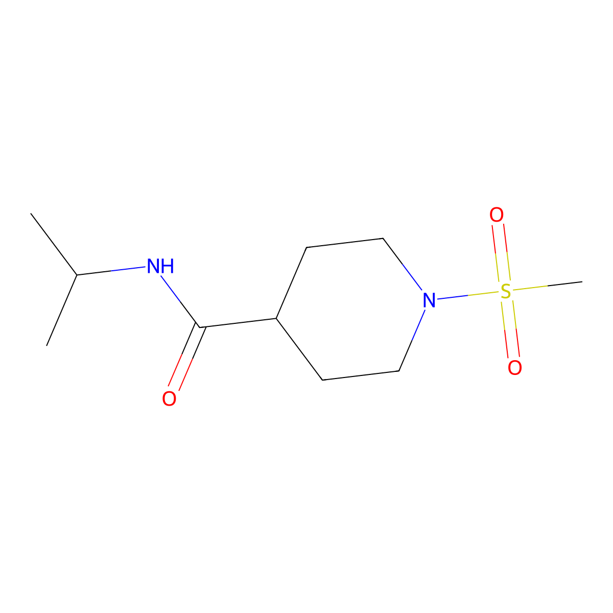 1-methylsulfonyl-N-propan-2-ylpiperidine-4-carboxamide molecular structure, CAS 705957-32-0