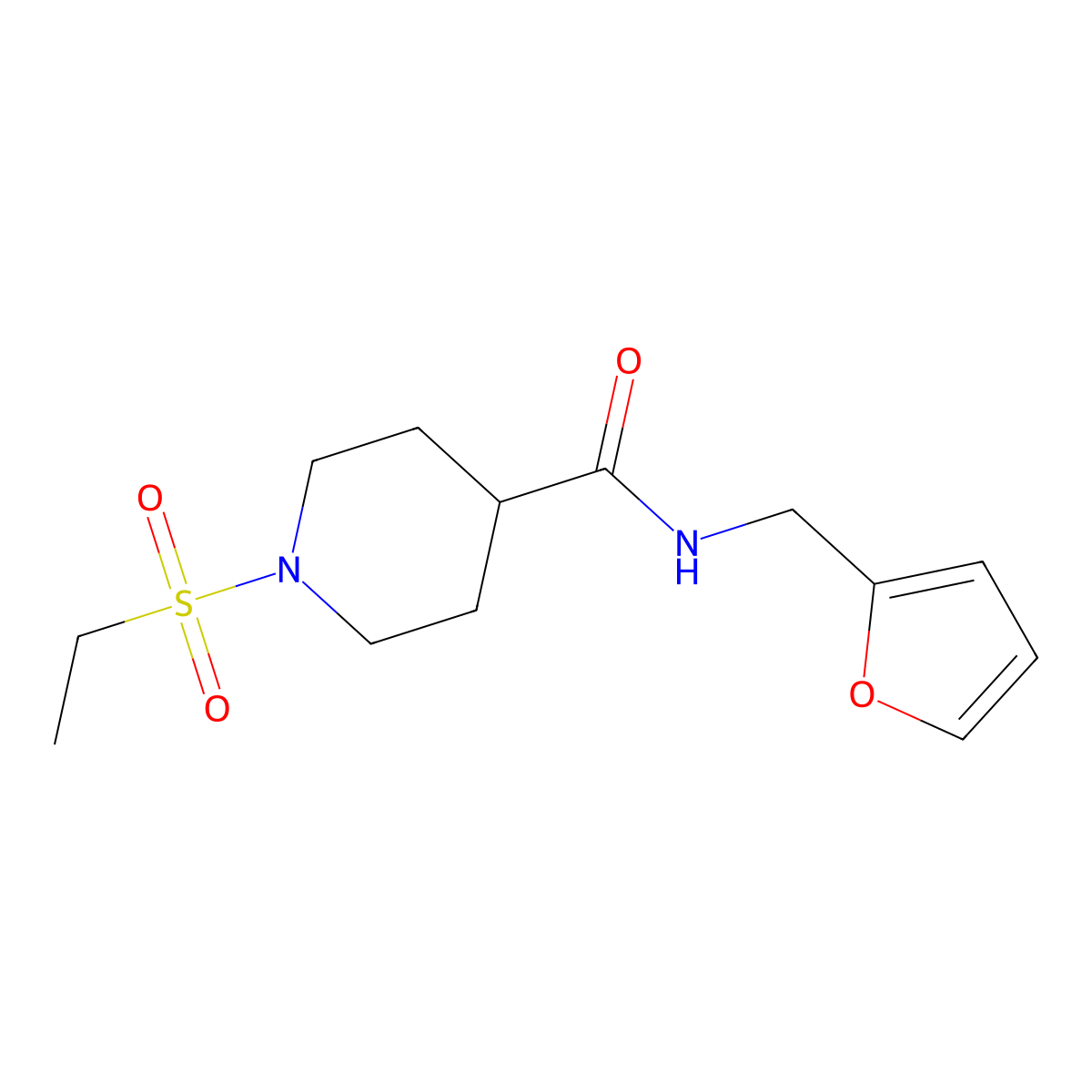 1-(ethylsulfonyl)-N-(furan-2-ylmethyl)piperidine-4-carboxamide molecular structure, CAS 705958-77-6