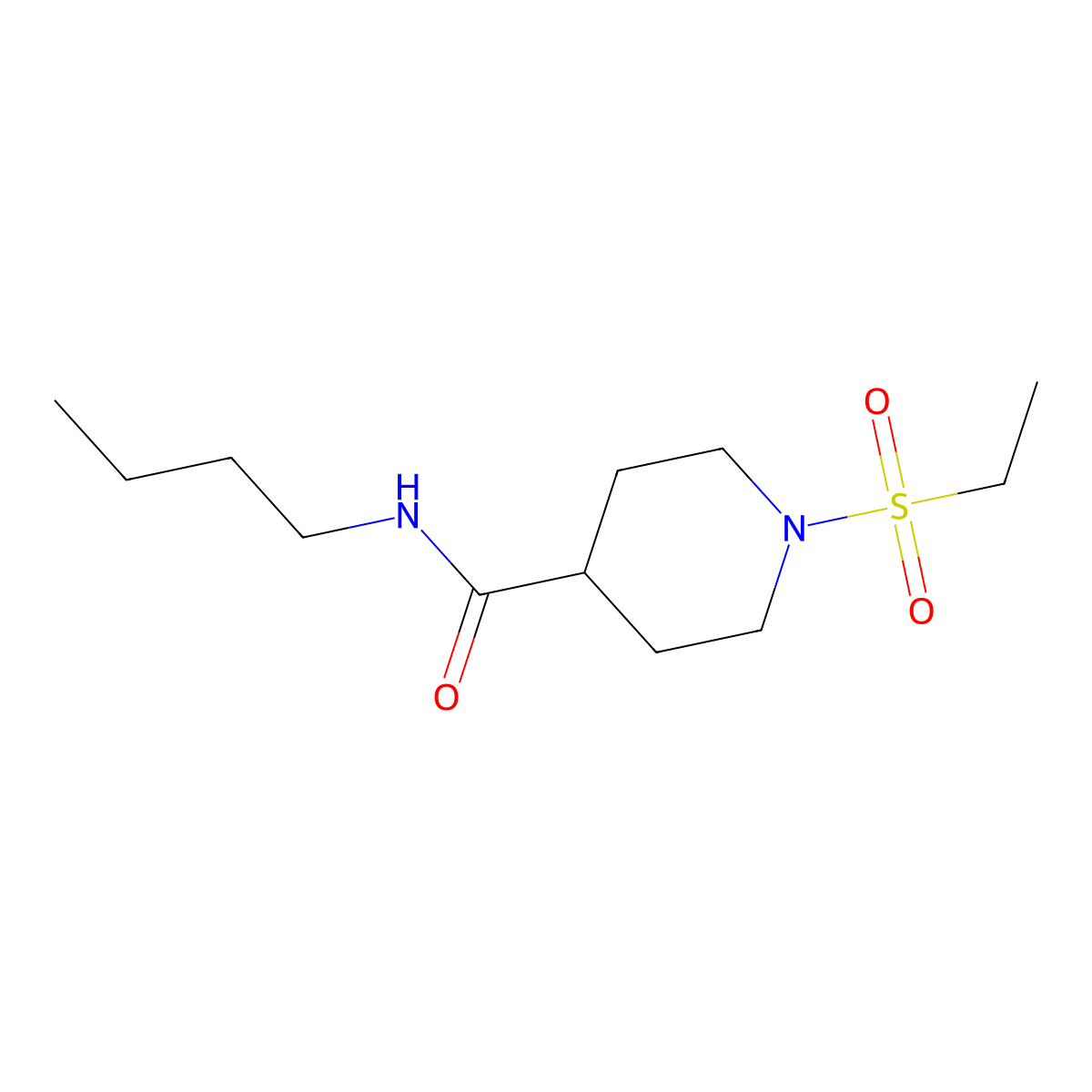 N-butyl-1-(ethylsulfonyl)piperidine-4-carboxamide molecular structure, CAS 705958-79-8