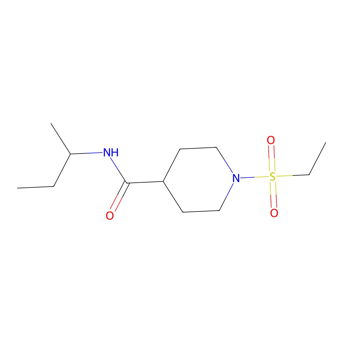 N-(sec-butyl)-1-(ethylsulfonyl)piperidine-4-carboxamide molecular structure, CAS 705958-83-4