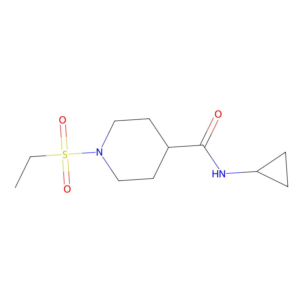 N-cyclopropyl-1-(ethylsulfonyl)piperidine-4-carboxamide molecular structure, CAS 705959-57-5