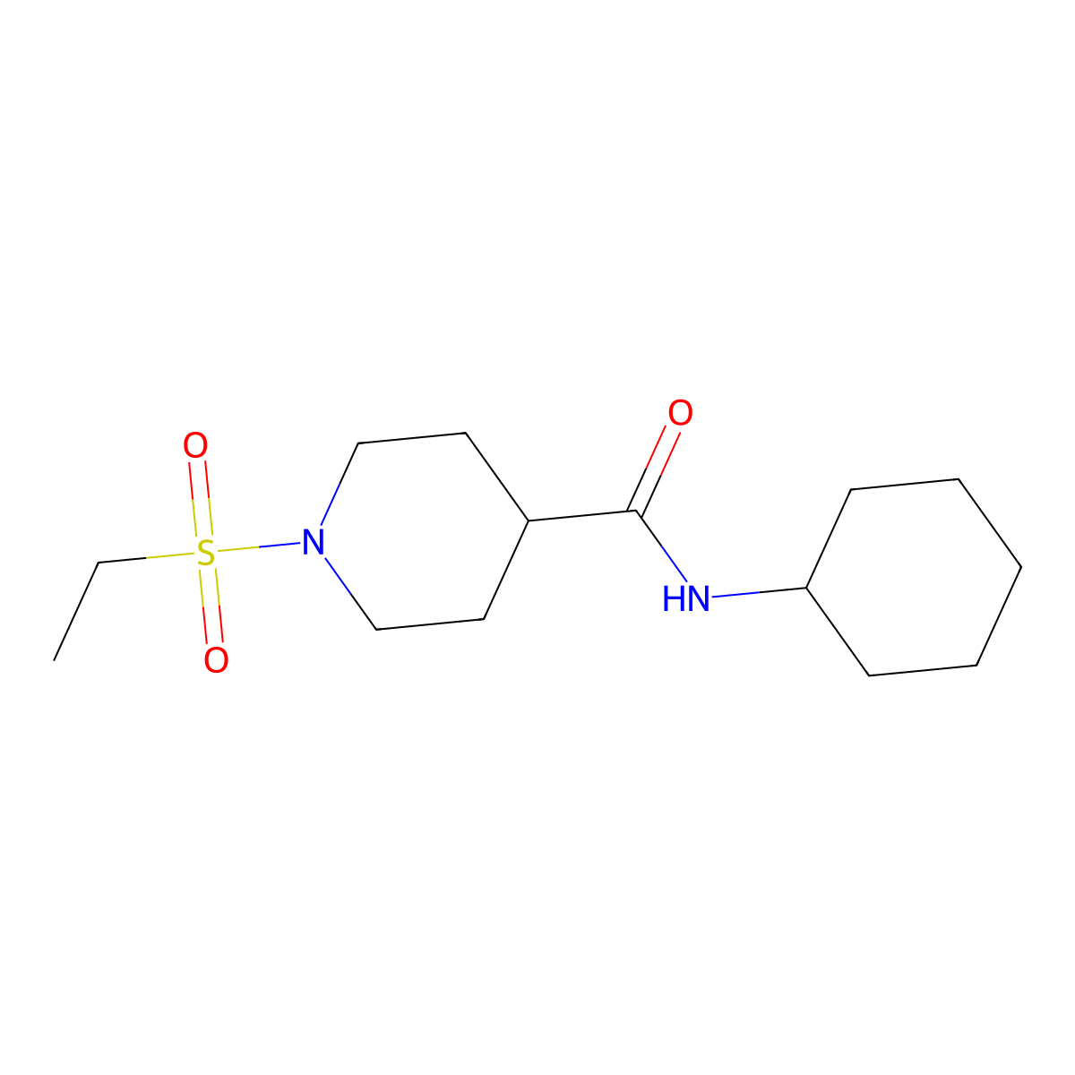 N-cyclohexyl-1-(ethylsulfonyl)piperidine-4-carboxamide molecular structure, CAS 705959-64-4