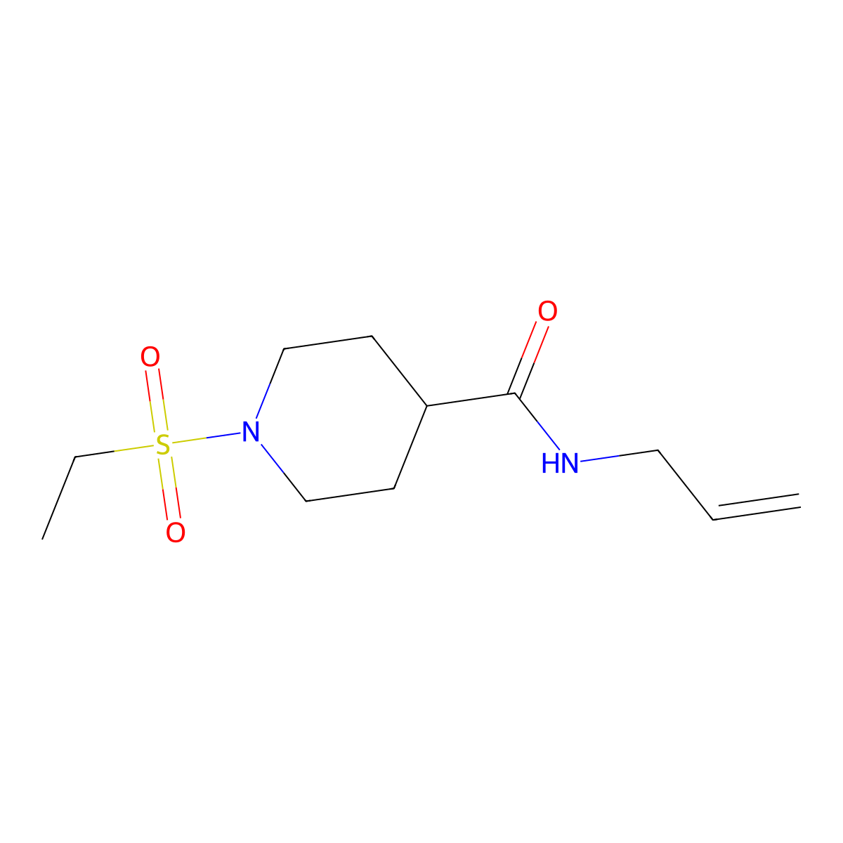 N-allyl-1-(ethylsulfonyl)piperidine-4-carboxamide molecular structure, CAS 705959-67-7