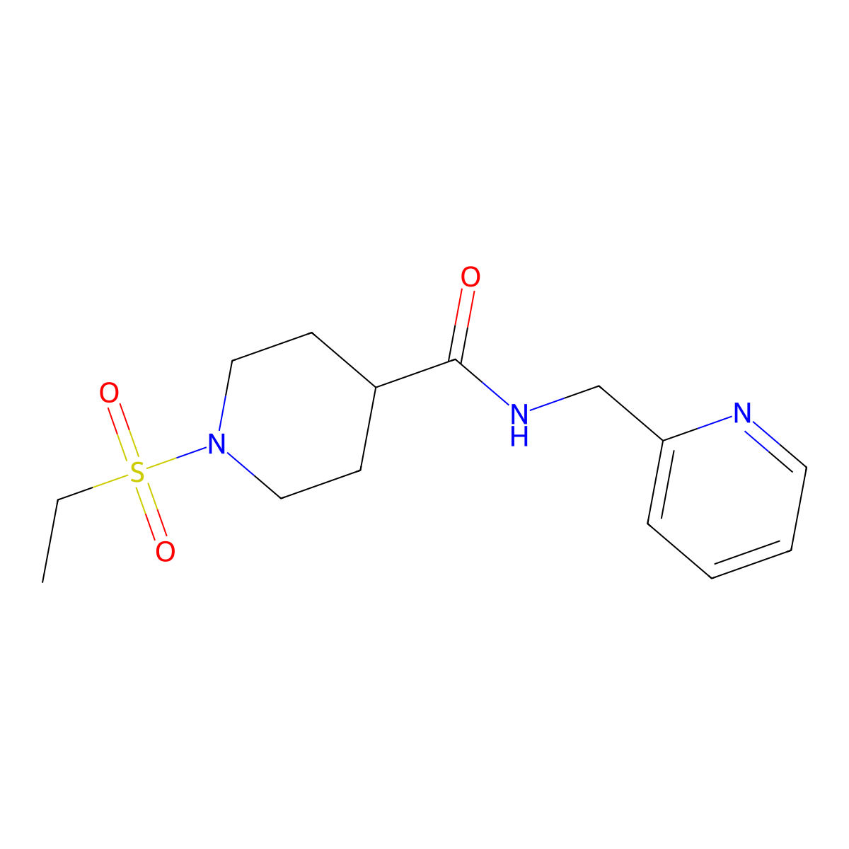1-(ethylsulfonyl)-N-(pyridin-2-ylmethyl)piperidine-4-carboxamide molecular structure, CAS 705959-90-6