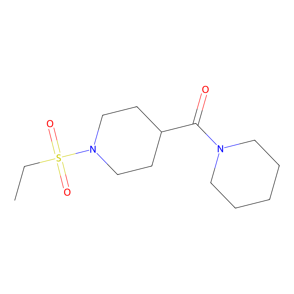 (1-Ethylsulfonylpiperidin-4-yl)-piperidin-1-ylmethanone molecular structure, CAS 705959-94-0