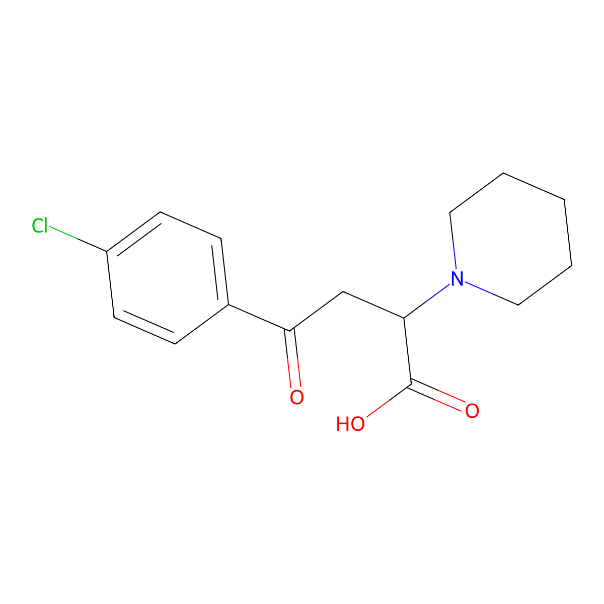 4-(4-Chlorophenyl)-4-oxo-2-(piperidin-1-yl)butanoic acid molecular structure, CAS 70596-75-7