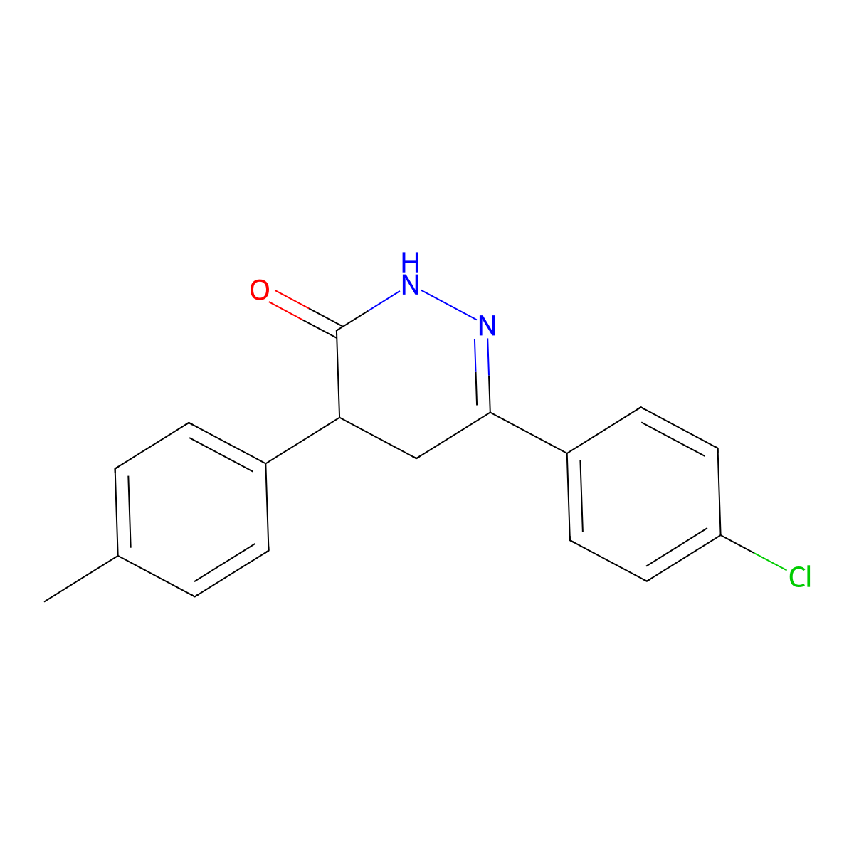 6-(4-chlorophenyl)-4-(4-methylphenyl)-4,5-dihydro-3(2H)-pyridazinone molecular structure, CAS 70596-87-1