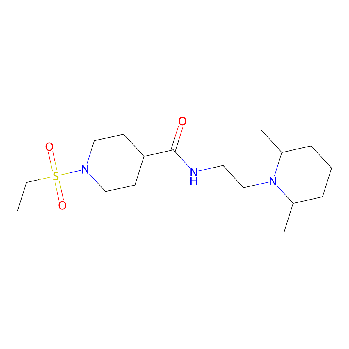 N-(2-(2,6-dimethylpiperidin-1-yl)ethyl)-1-(ethylsulfonyl)piperidine-4-carboxamide molecular structure, CAS 705960-00-5
