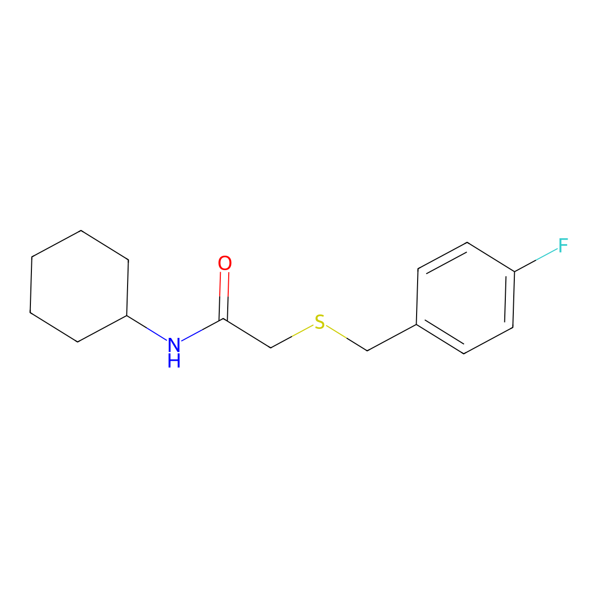 N-cyclohexyl-2-[(4-fluorobenzyl)sulfanyl]acetamide molecular structure, CAS 705960-86-7
