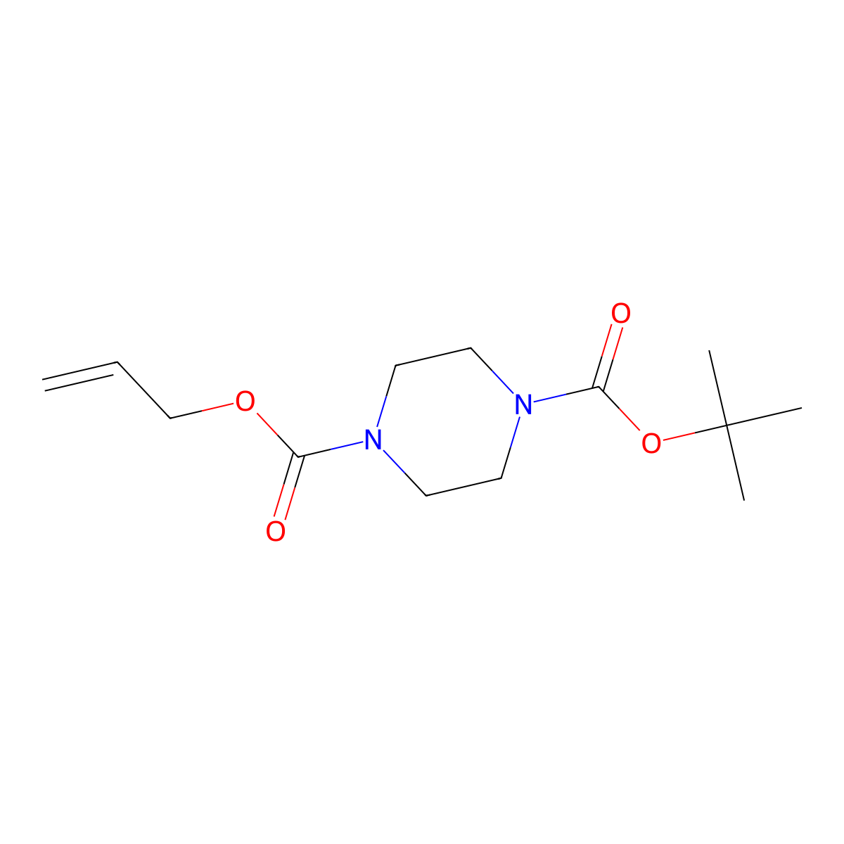 1-Allyl 4-tert-butyl piperazine-1,4-dicarboxylate molecular structure, CAS 705962-13-6