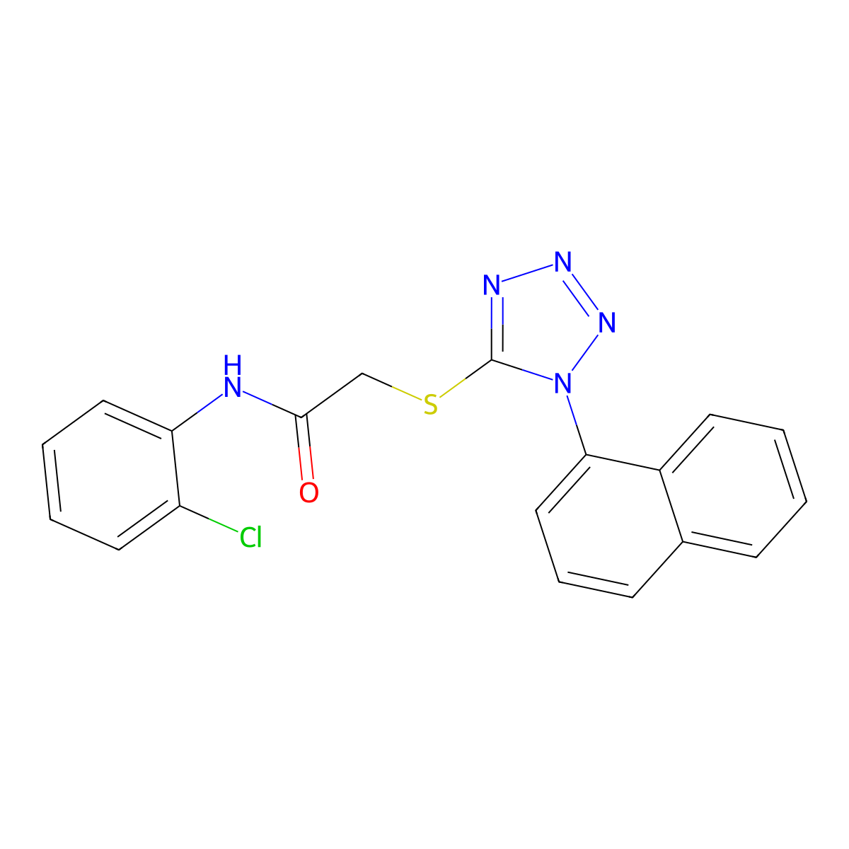N-(2-chlorophenyl)-2-(1-naphthalen-1-yltetrazol-5-yl)sulfanylacetamide molecular structure, CAS 705969-01-3