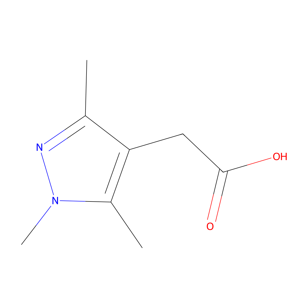 2-(trimethyl-1H-pyrazol-4-yl)acetic acid molecular structure, CAS 70598-03-7