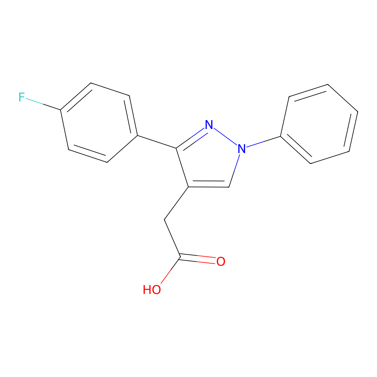 2-[3-(4-fluorophenyl)-1-phenyl-1H-pyrazol-4-yl]acetic acid molecular structure, CAS 70598-11-7