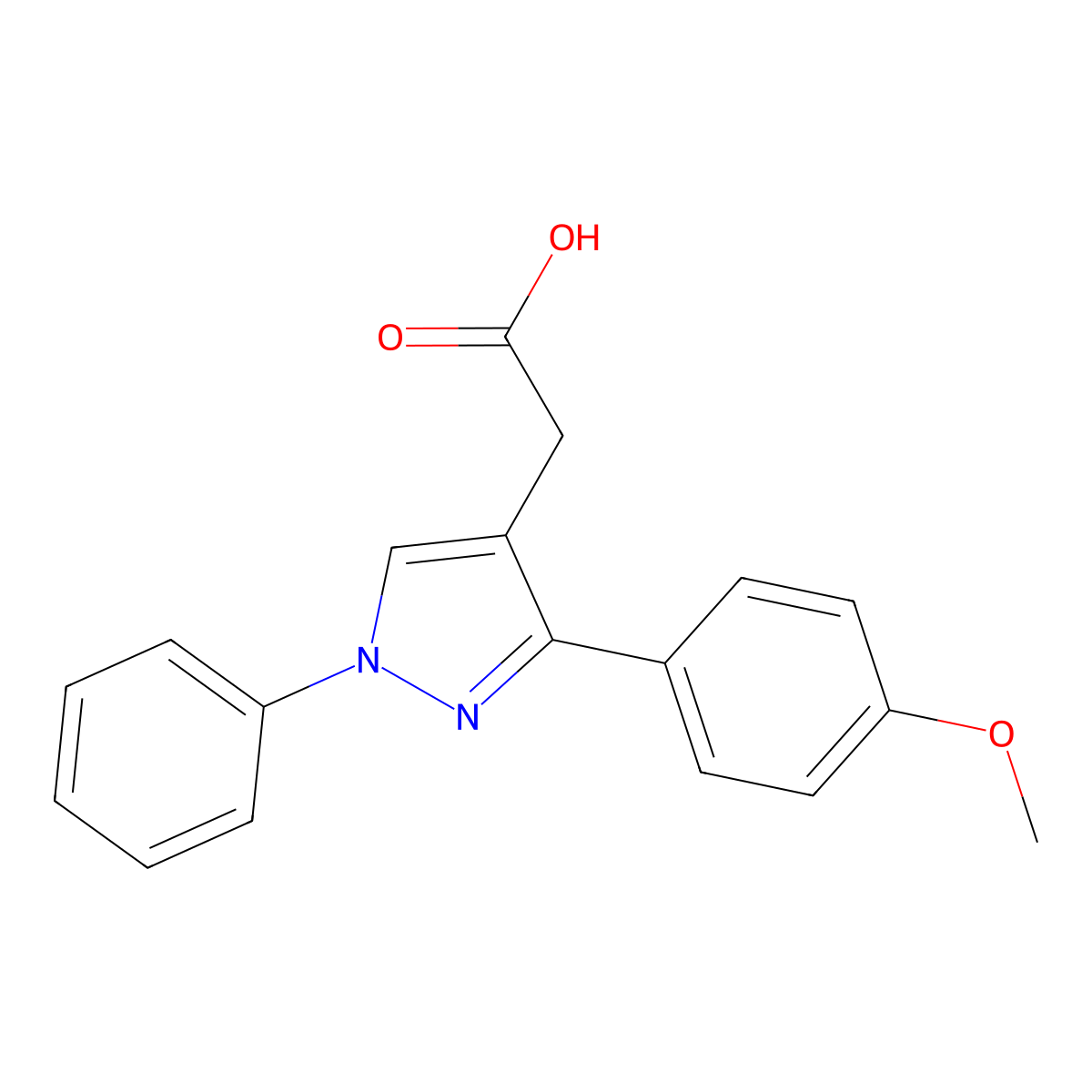 2-[3-(4-methoxyphenyl)-1-phenyl-1H-pyrazol-4-yl]acetic acid molecular structure, CAS 70598-13-9