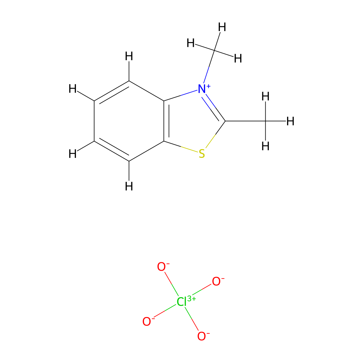 2,3-Dimethyl-1,3-benzothiazol-3-ium perchlorate molecular structure, CAS 706-67-2
