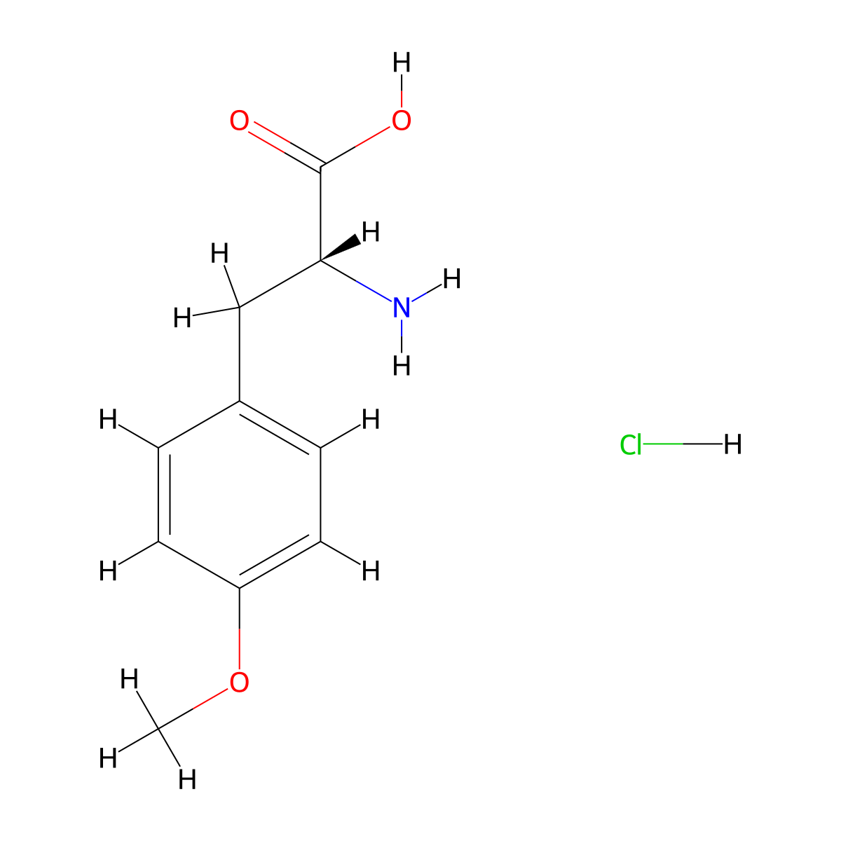 (R)-2-Amino-3-(4-methoxyphenyl)propanoic acid hydrochloride molecular structure, CAS 70601-63-7