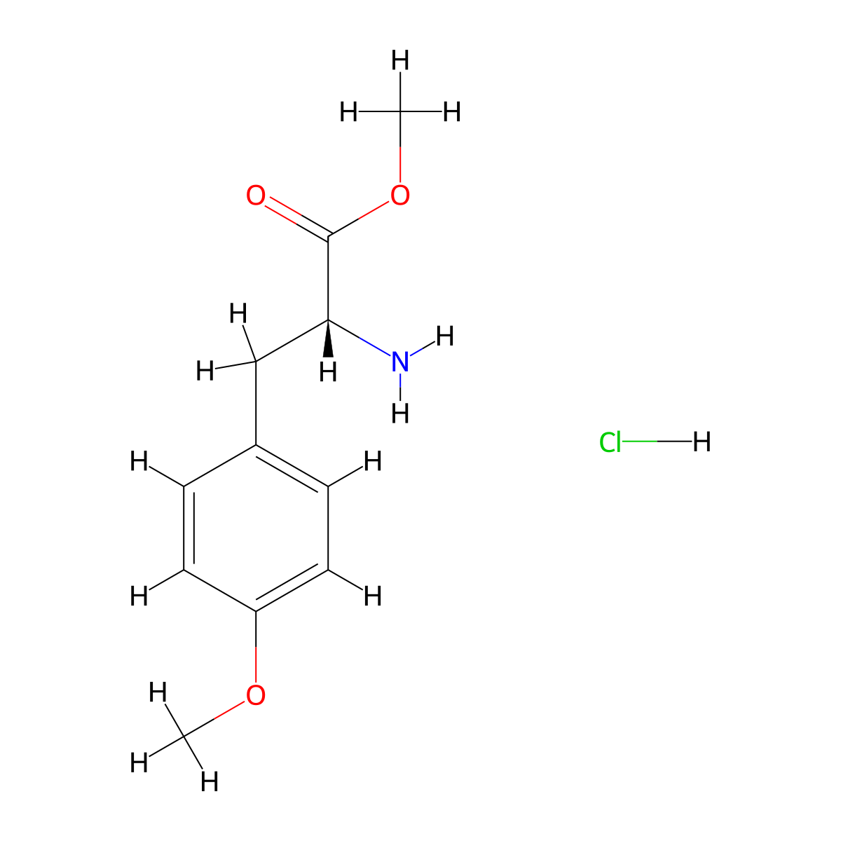 (R)-Methyl 2-amino-3-(4-methoxyphenyl)propanoate hydrochloride molecular structure, CAS 70601-64-8