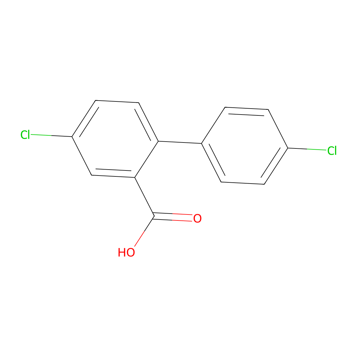 [1,1'-Biphenyl]-2-carboxylicacid, 4,4'-dichloro- molecular structure, CAS 7061-82-7