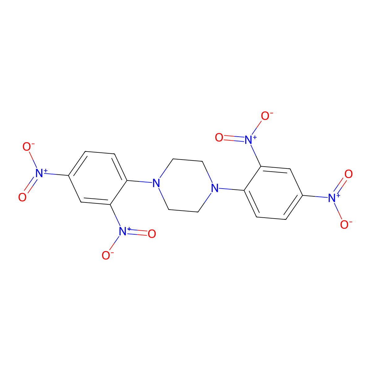 1,4-Bis(2,4-dinitrophenyl)piperazine molecular structure, CAS 7061-92-9