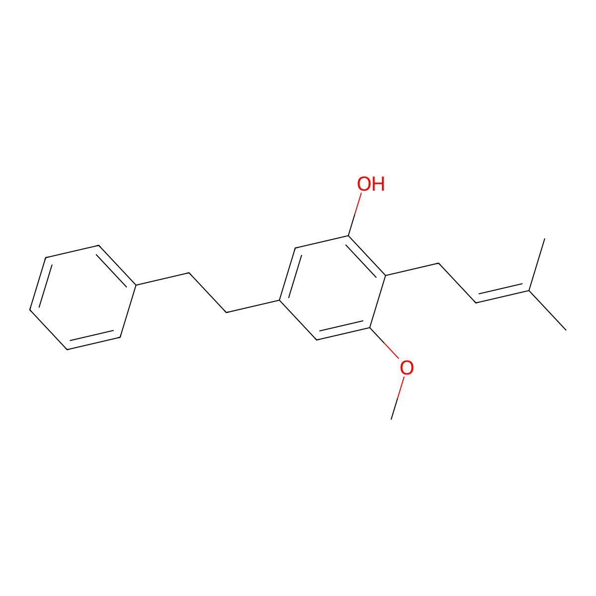 3-Methoxy-5-(2-phenylethyl)-2-prenylphenol molecular structure, CAS 70610-10-5