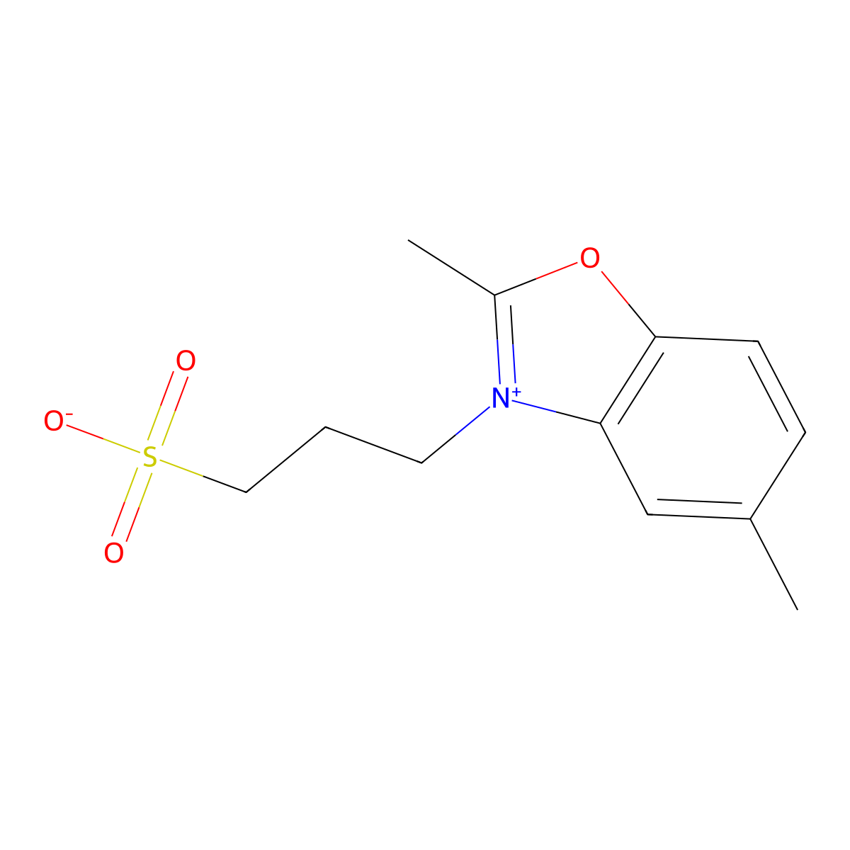 benzoxazolium, 2,5-dimethyl-3-(3-sulfopropyl)-, inner salt molecular structure, CAS 70615-15-5