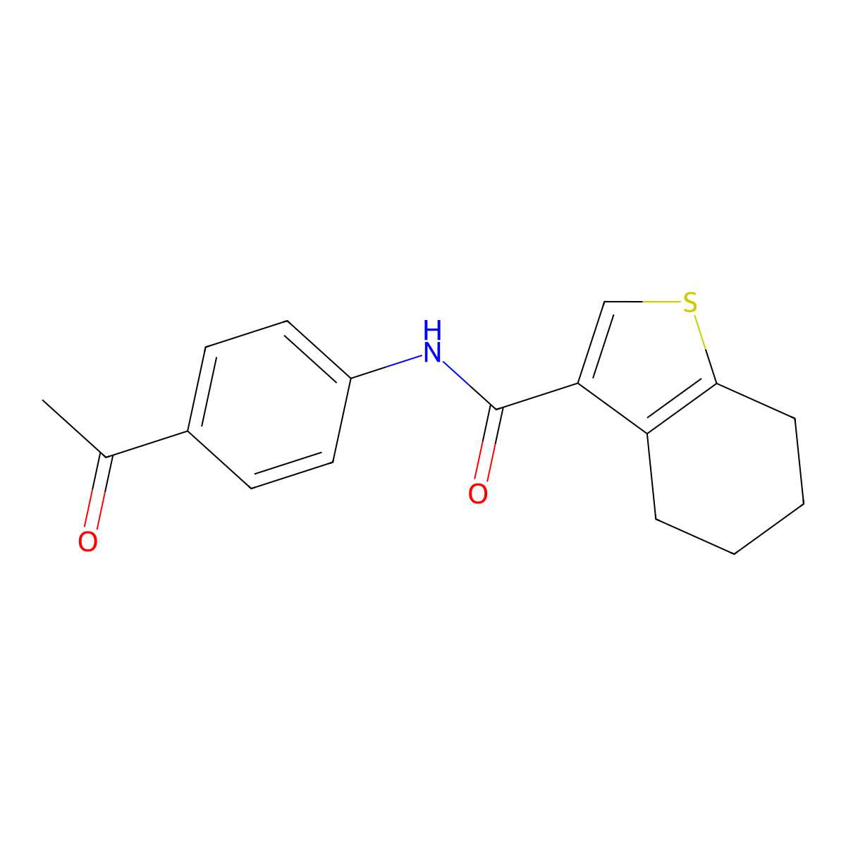 N-(4-acetylphenyl)-4,5,6,7-tetrahydro-1-benzothiophene-3-carboxamide molecular structure, CAS 7062-14-8