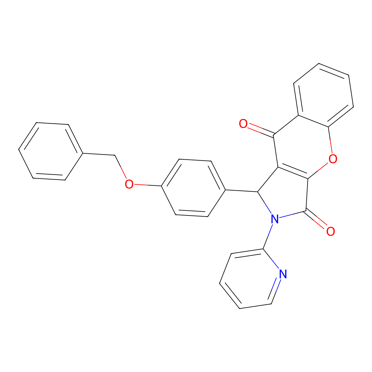1-[4-(Benzyloxy)phenyl]-2-(pyridin-2-yl)-1,2-dihydrochromeno[2,3-c]pyrrole-3,9-dione molecular structure, CAS 7062-56-8