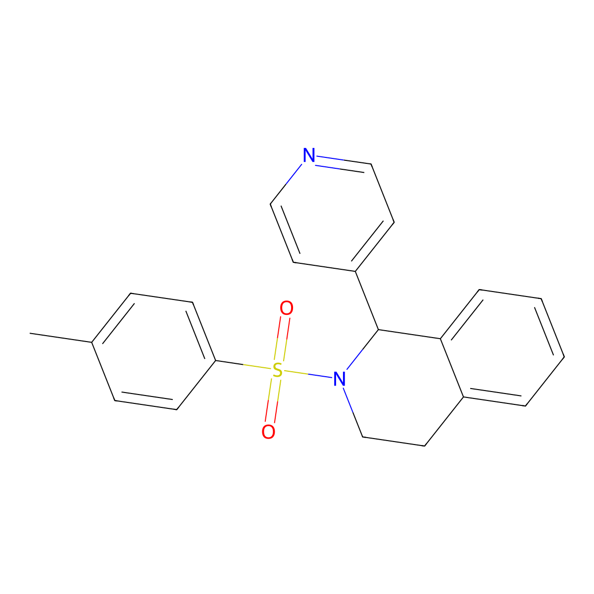 2-(4-methylphenyl)sulfonyl-1-pyridin-4-yl-3,4-dihydro-1H-isoquinoline molecular structure, CAS 7062-95-5