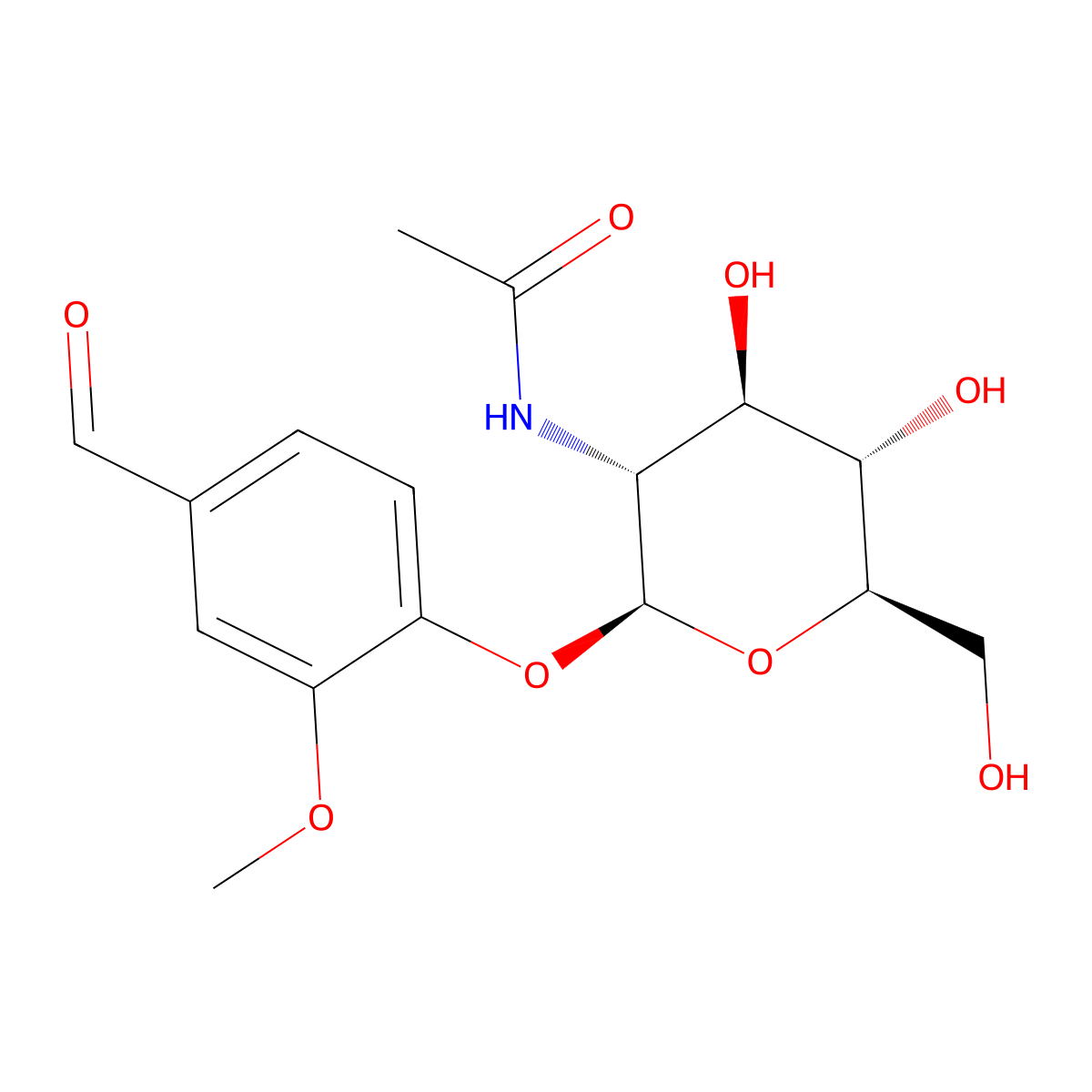 4-Formyl-2-methoxyphenyl 2-acetamido-2-deoxy-beta-glucopyranoside molecular structure, CAS 70622-70-7