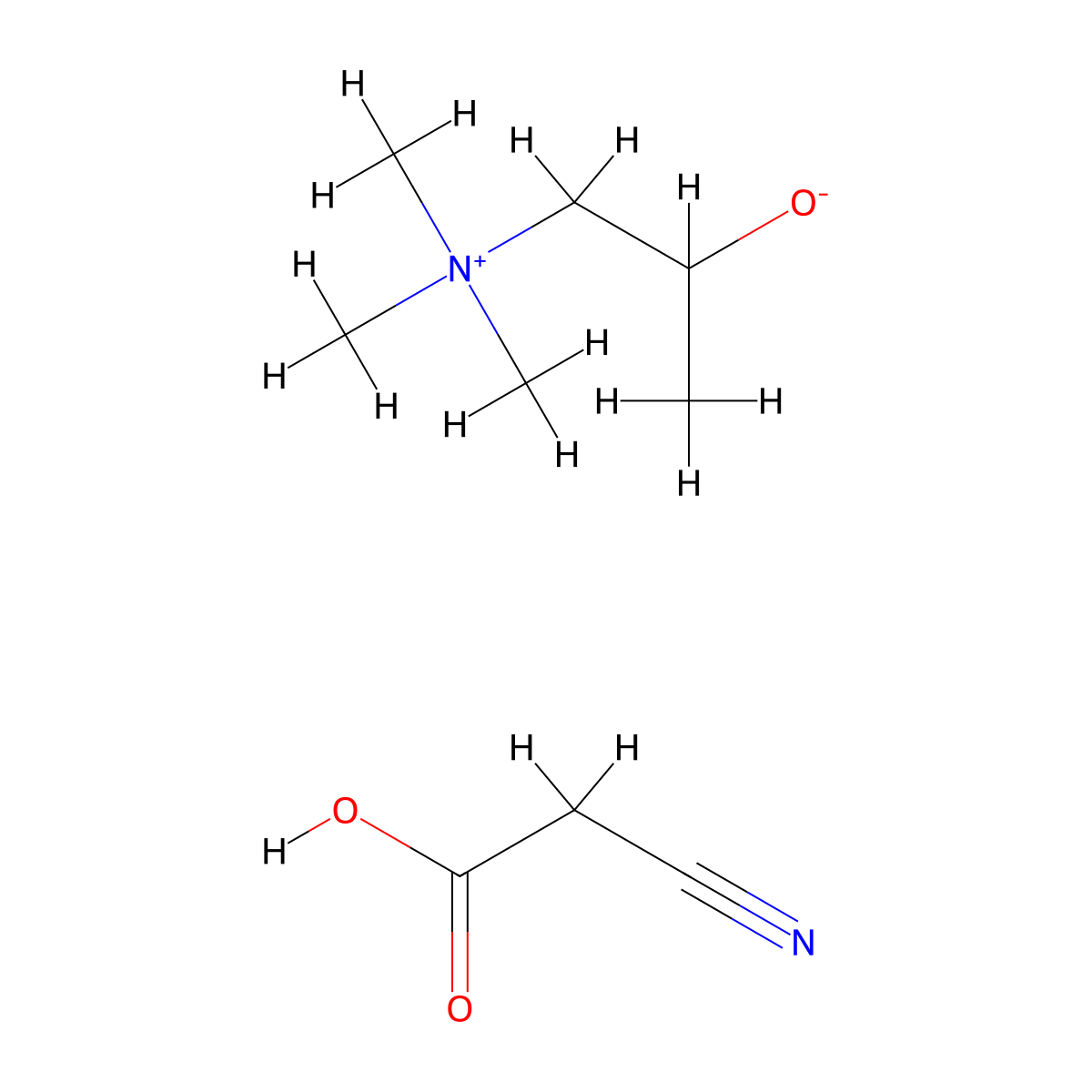1-Propanaminium, 2-hydroxy-N,N,N-trimethyl-, 2-cyanoacetate (1:1) molecular structure, CAS 70624-15-6