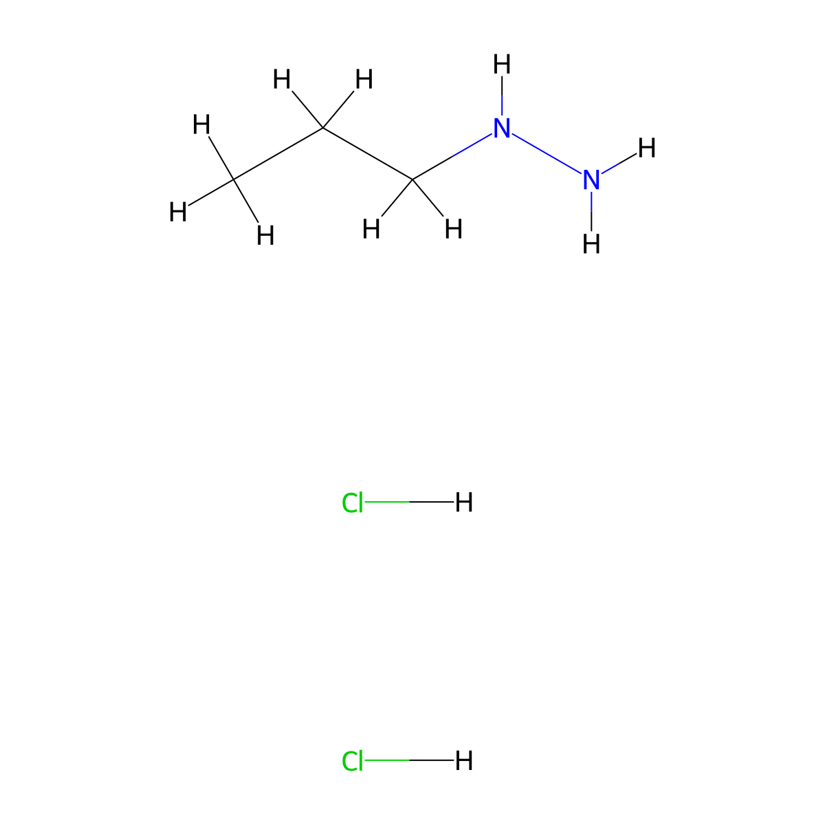 Propylhydrazine dihydrochloride molecular structure, CAS 70629-59-3