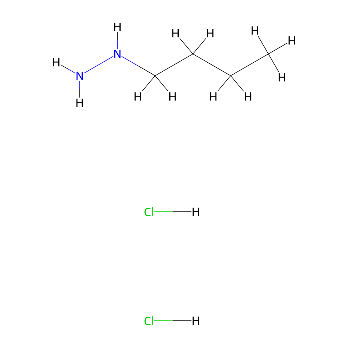 Butylhydrazine dihydrochloride molecular structure, CAS 70629-61-7
