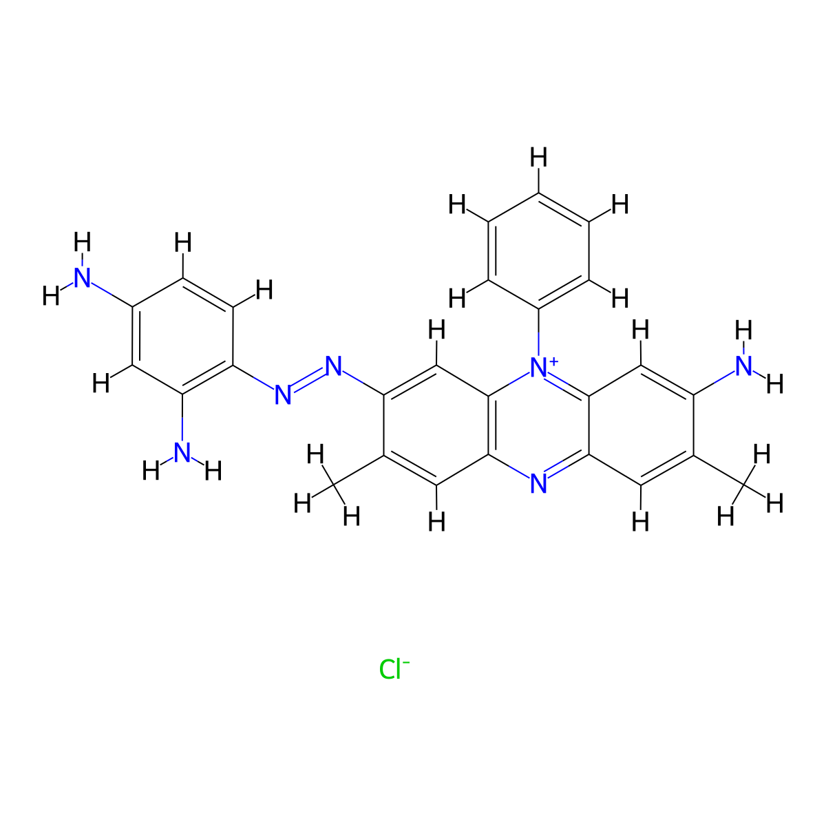 Phenazinium, 3-amino-7-(2-(2,4-diaminophenyl)diazenyl)-2,8-dimethyl-5-phenyl-, chloride (1:1) molecular structure, CAS 70632-11-0