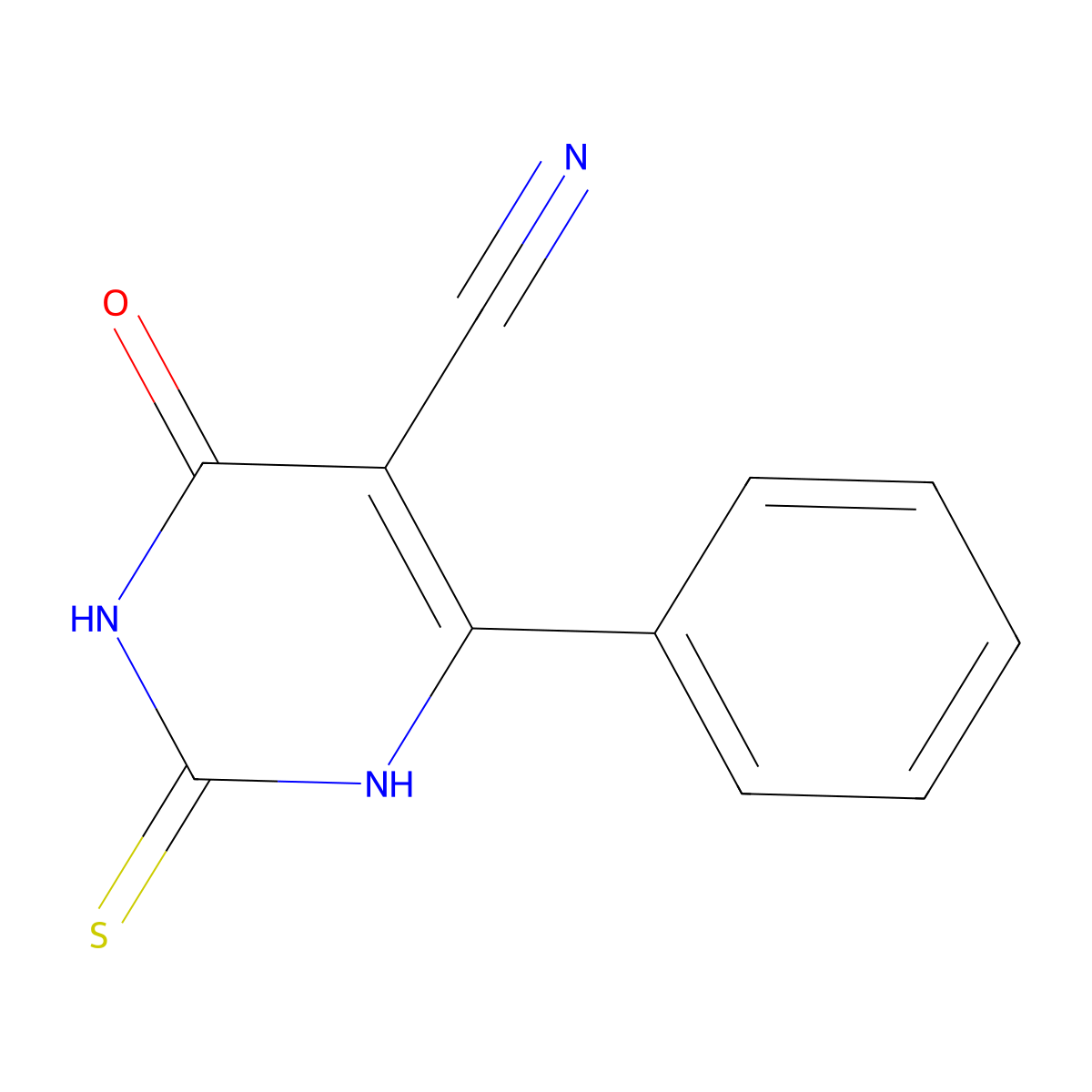 4-Oxo-6-phenyl-2-thioxo-1,2,3,4-tetrahydropyrimidine-5-carbonitrile molecular structure, CAS 70638-52-7