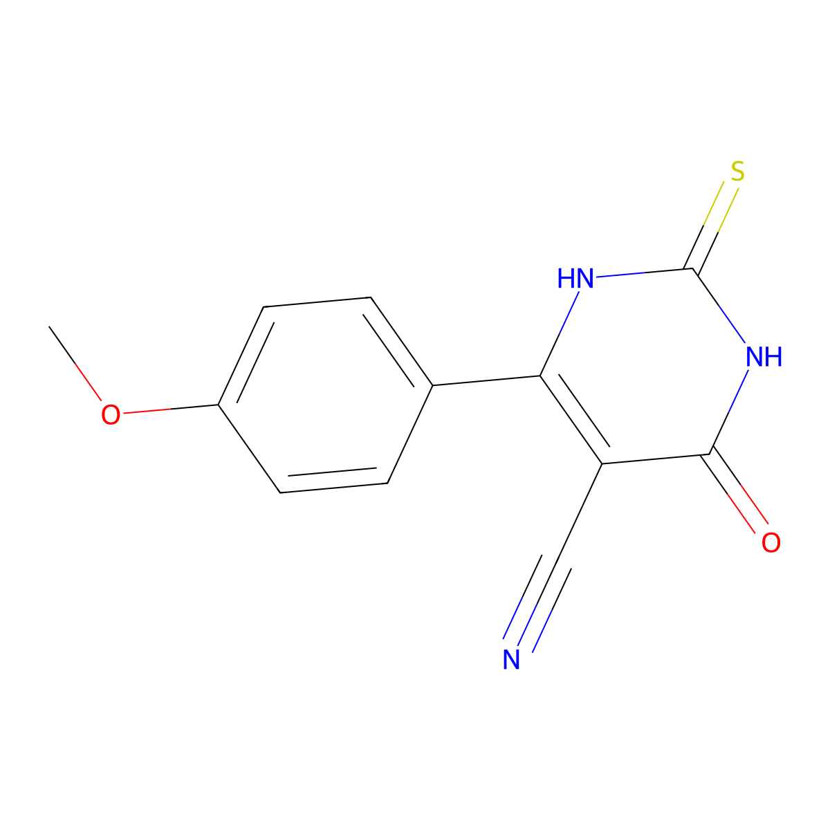 1,2,3,4-Tetrahydro-6-(4-methoxyphenyl)-4-oxo-2-thioxo-5-pyrimidinecarbonitrile molecular structure, CAS 70638-54-9