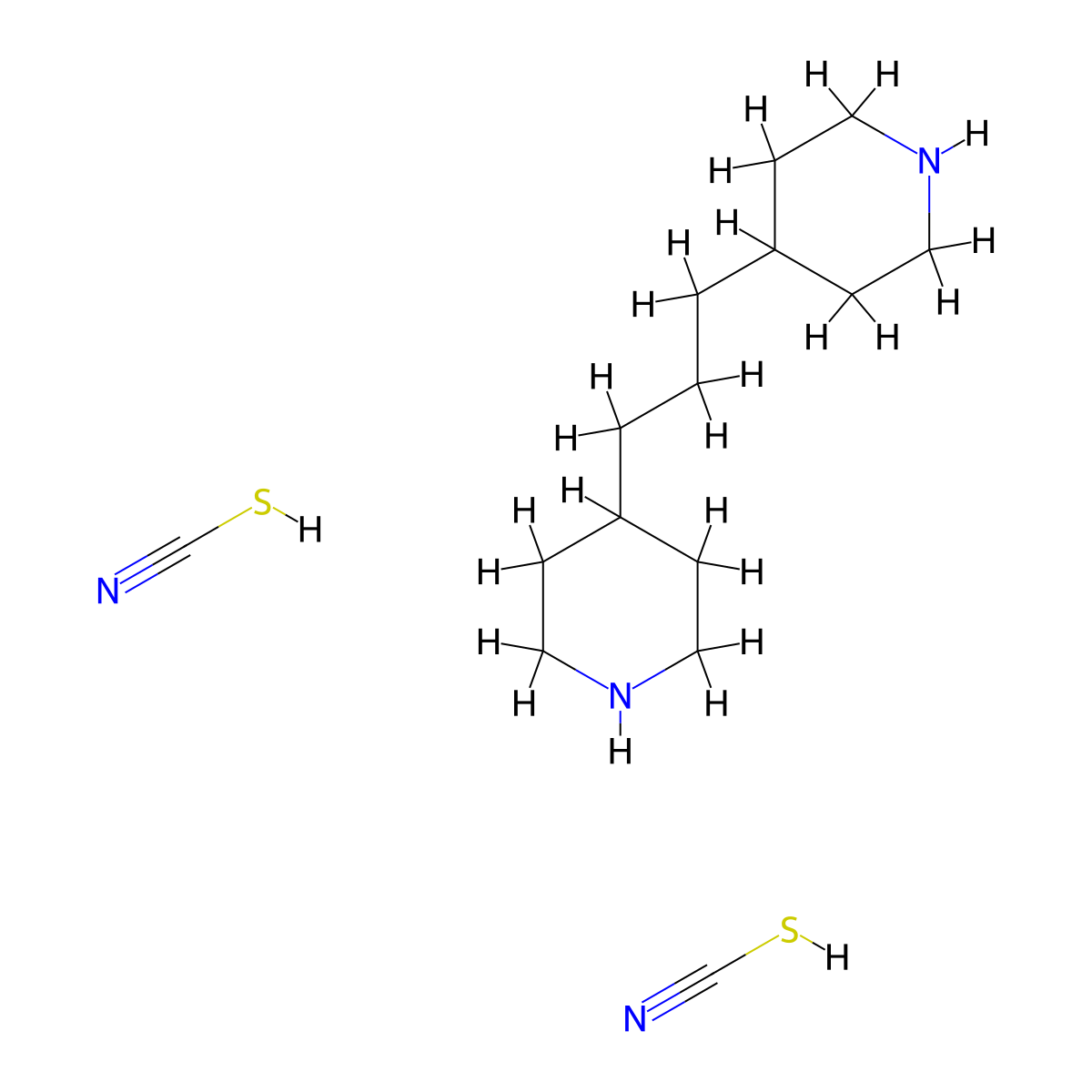 Piperidine, 4,4'-(1,3-propanediyl)bis-, dithiocyanate molecular structure, CAS 70644-48-3