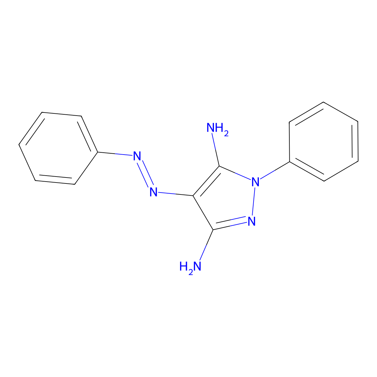 5-Imino-1-phenyl-4-(phenylhydrazinylidene)-3-pyrazolamine molecular structure, CAS 70649-20-6