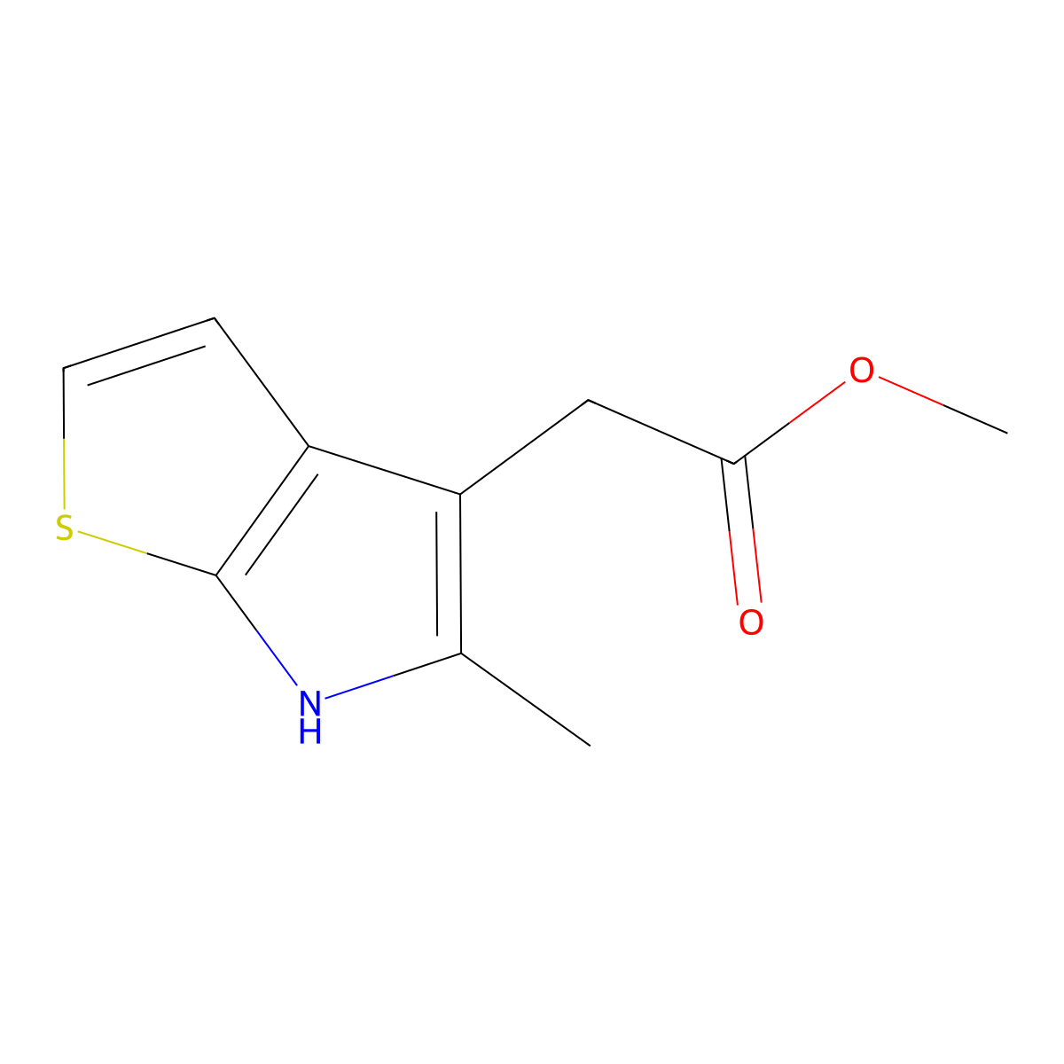 methyl 2-(5-methyl-6H-thieno[2,3-b]pyrrol-4-yl)acetate molecular structure, CAS 70651-00-2