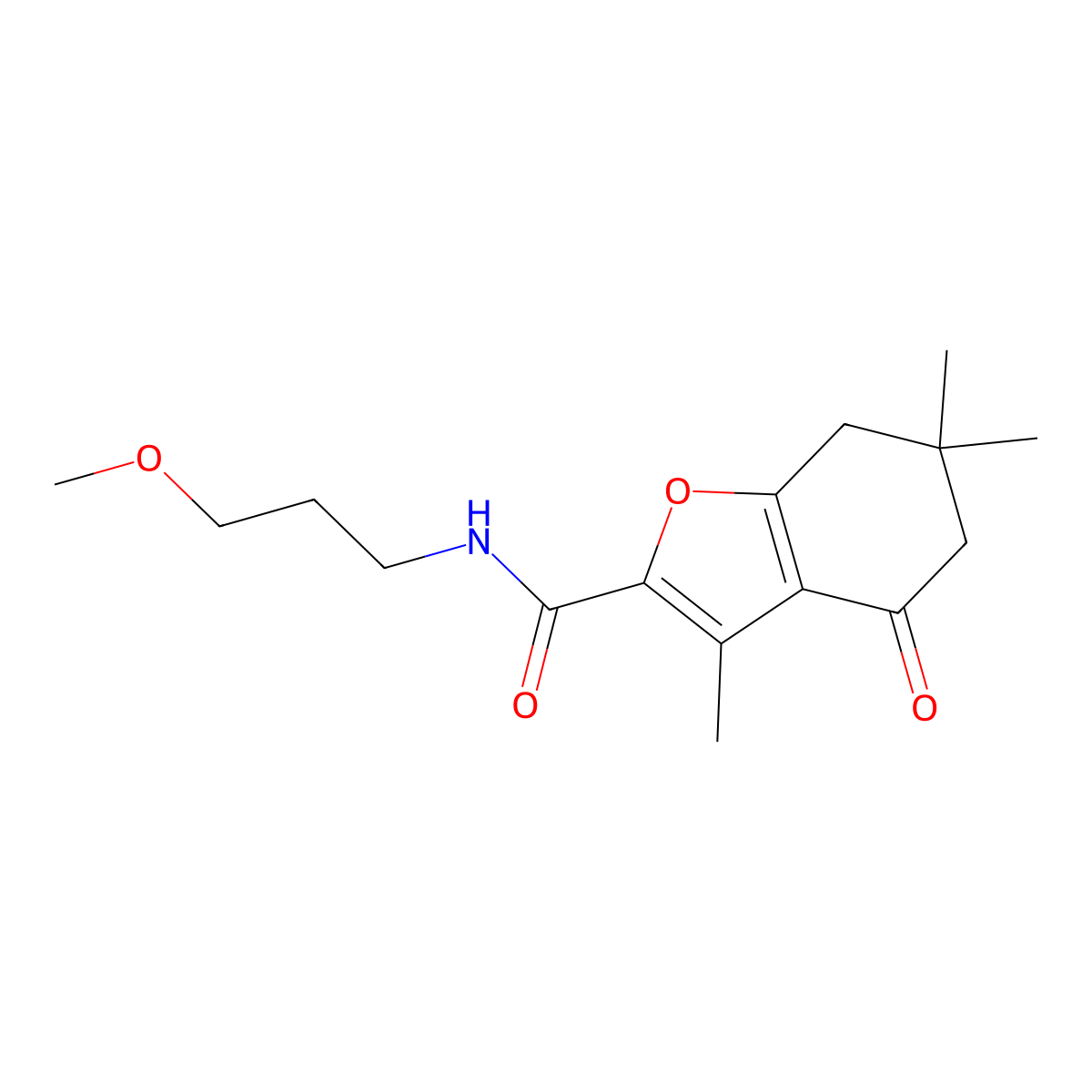 N-(3-methoxypropyl)-3,6,6-trimethyl-4-oxo-4,5,6,7-tetrahydro-1-benzofuran-2-carboxamide molecular structure, CAS 7066-33-3