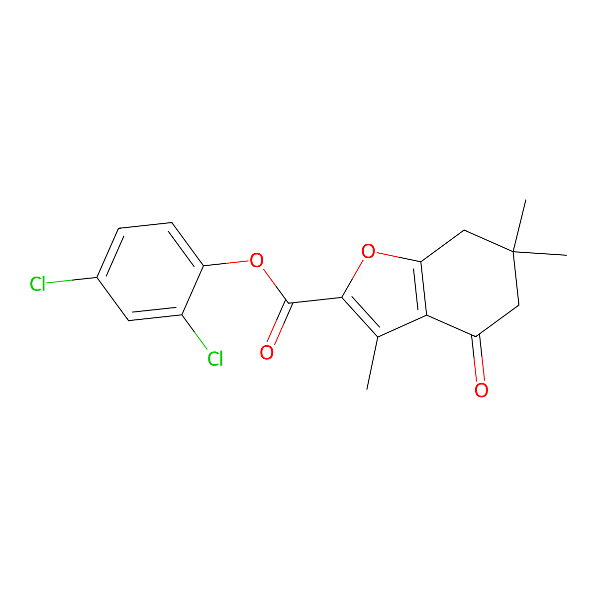 (2,4-Dichlorophenyl) 3,6,6-trimethyl-4-oxo-5,7-dihydro-1-benzofuran-2-carboxylate molecular structure, CAS 7066-37-7