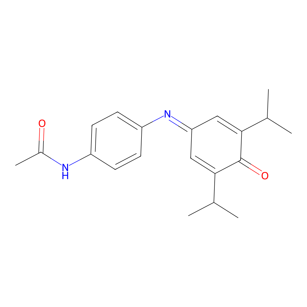 N-[4-[(4-oxo-3,5-dipropan-2-yl-1-cyclohexa-2,5-dienylidene)amino]phenyl]acetamide molecular structure, CAS 7066-44-6