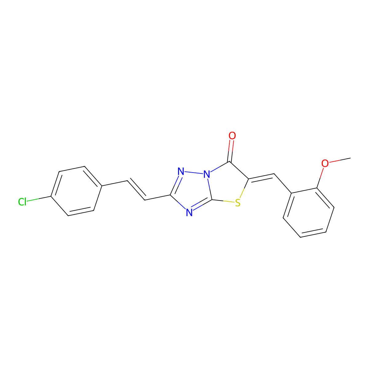 2-[2-(4-Chlorophenyl)ethenyl]-5-[(2-methoxyphenyl)methylidene][1,3]thiazolo[3,2-b][1,2,4]triazol-6(5H)-one molecular structure, CAS 7066-62-8