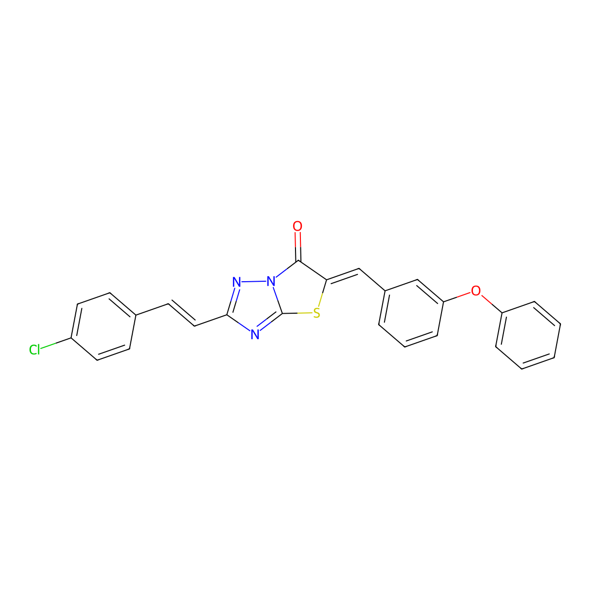 2-[2-(4-Chlorophenyl)ethenyl]-5-[(3-phenoxyphenyl)methylidene]-[1,3]thiazolo[3,2-b][1,2,4]triazol-6-one molecular structure, CAS 7066-67-3