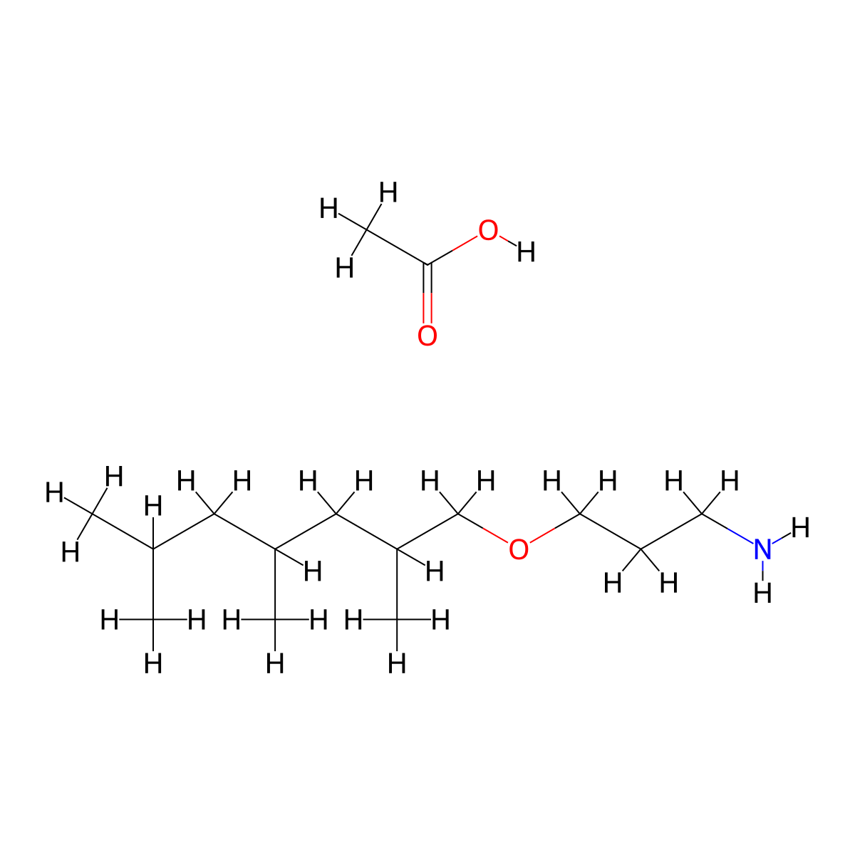 1-Propanamine, 3-[(2,4,6-trimethylheptyl)oxy]-, acetate (1:1) molecular structure, CAS 70660-61-6