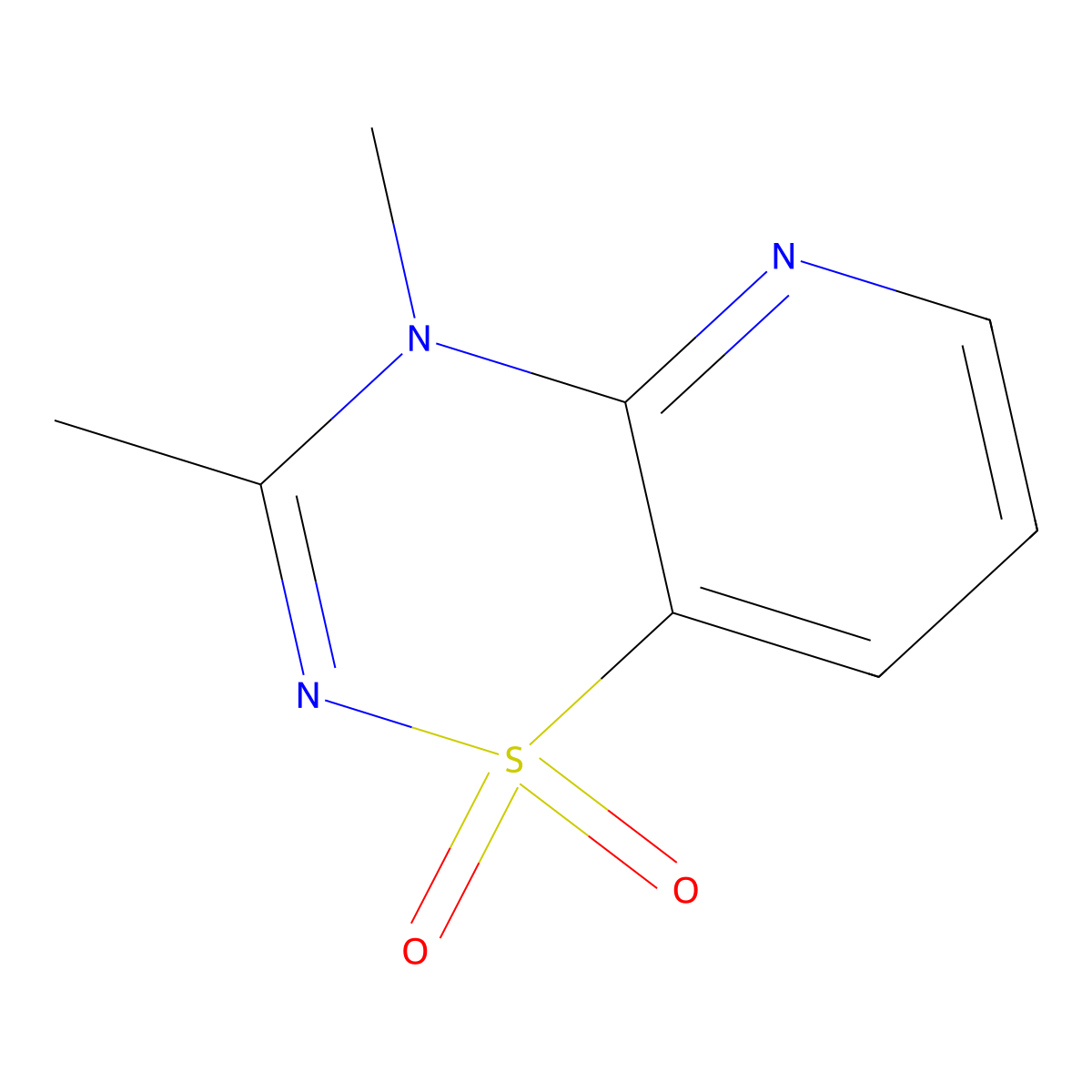 4H-Pyrido(2,3-e)-1,2,4-thiadiazine, 3,4-dimethyl-, 1,1-dioxide molecular structure, CAS 70661-85-7