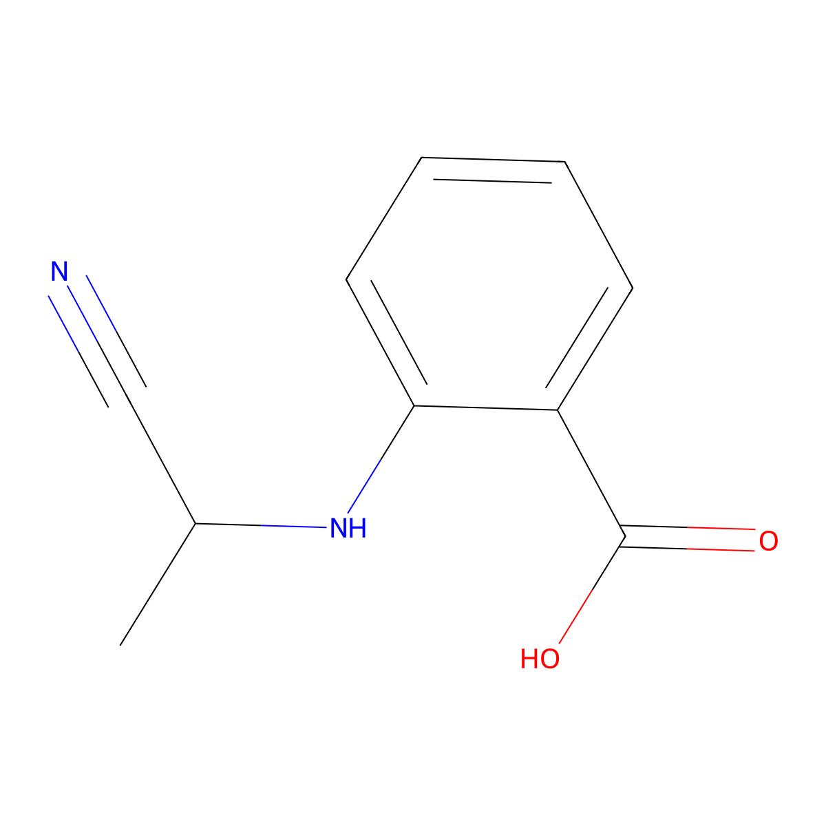 2-((1-Cyanoethyl)amino)benzoic acid molecular structure, CAS 70667-79-7