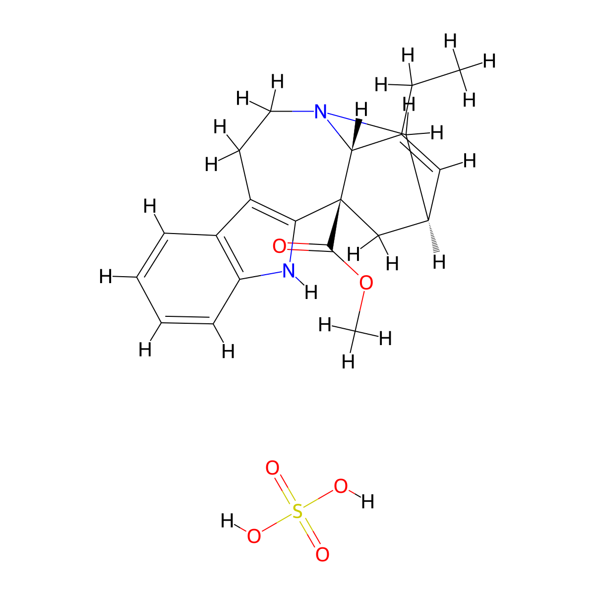 Catharanthine sulfate molecular structure, CAS 70674-90-7