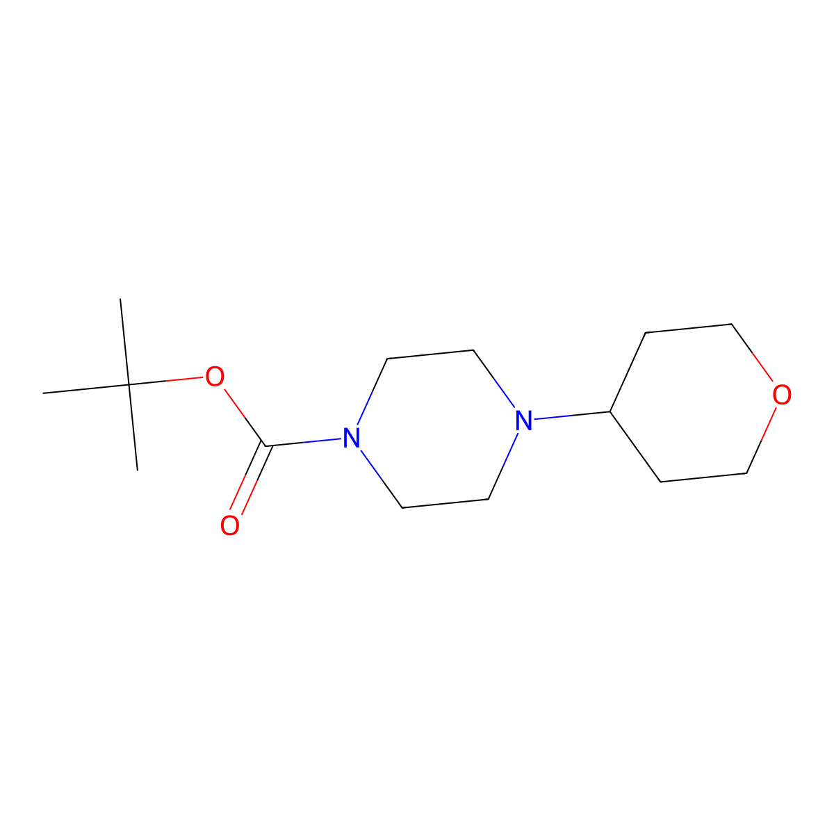 tert-butyl 4-(tetrahydro-2H-pyran-4-yl)piperazine-1-carboxylate molecular structure, CAS 706759-32-2