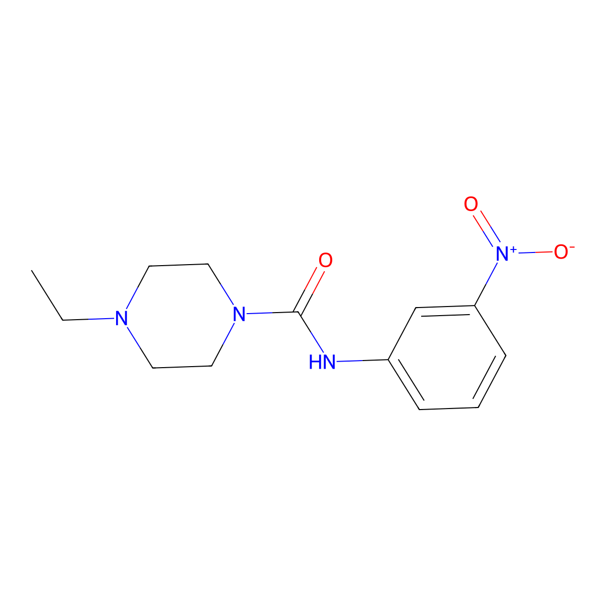 4-ethyl-N-(3-nitrophenyl)piperazine-1-carboxamide molecular structure, CAS 706762-09-6
