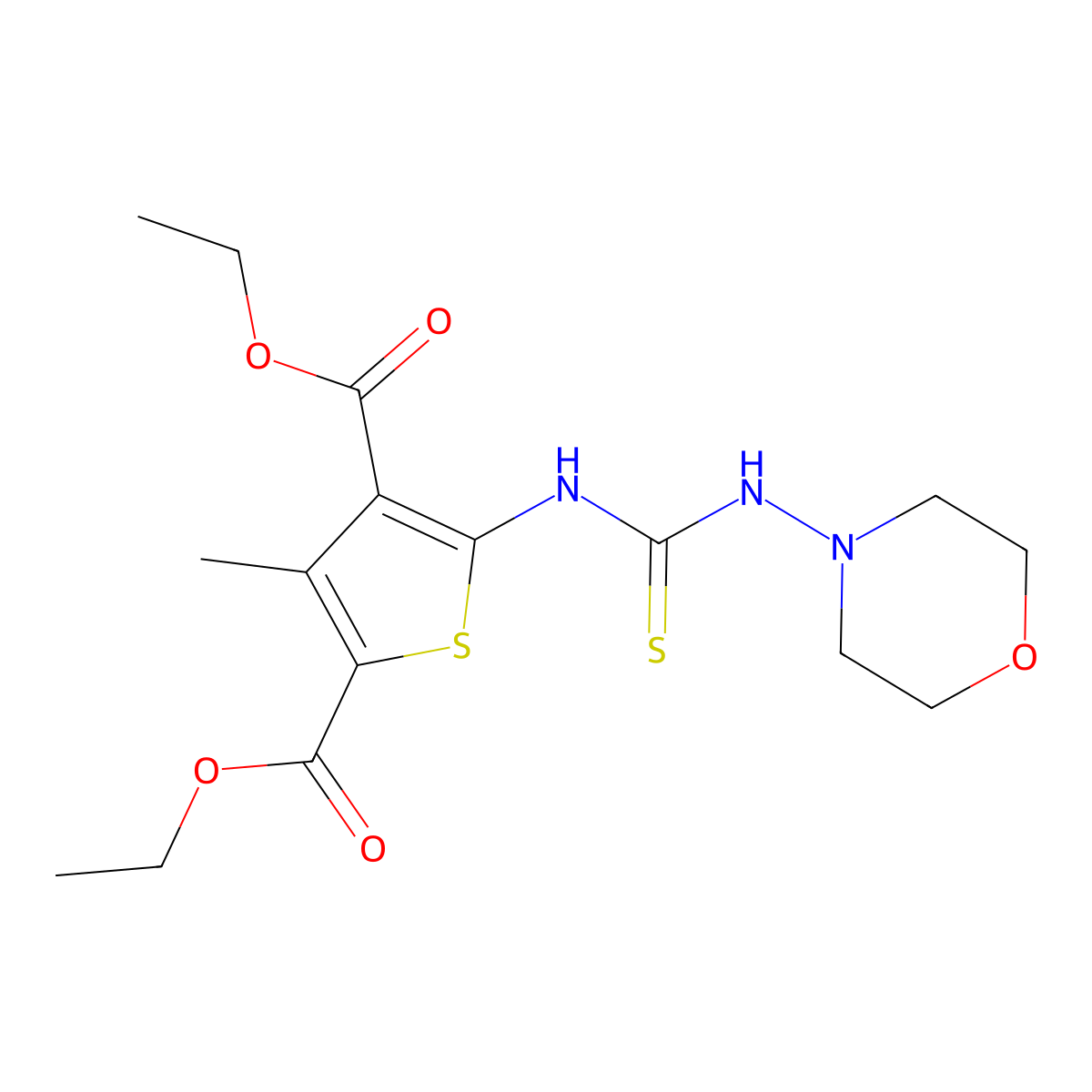 Diethyl 3-methyl-5-[(morpholin-4-ylcarbamothioyl)amino]thiophene-2,4-dicarboxylate molecular structure, CAS 706762-15-4